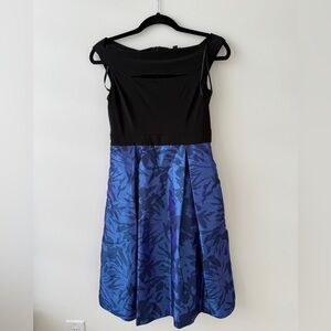 Elegant Black and Blue Off-Shoulder Dress